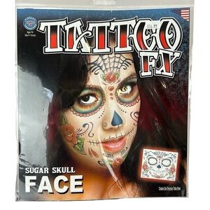 Day of the Dead Temporary Tattoo FX Sugar Skull Face Tinsley Transfers